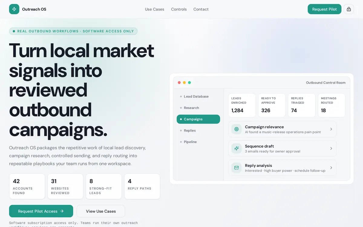 Outreach OS product interface screenshot